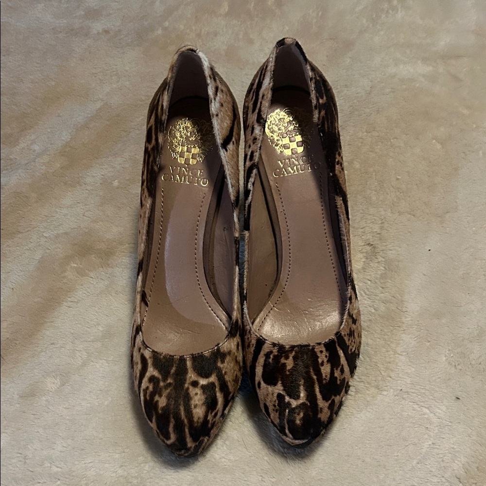 Vince Camuto Leopard Print Studded Heels - Picture 2 of 6